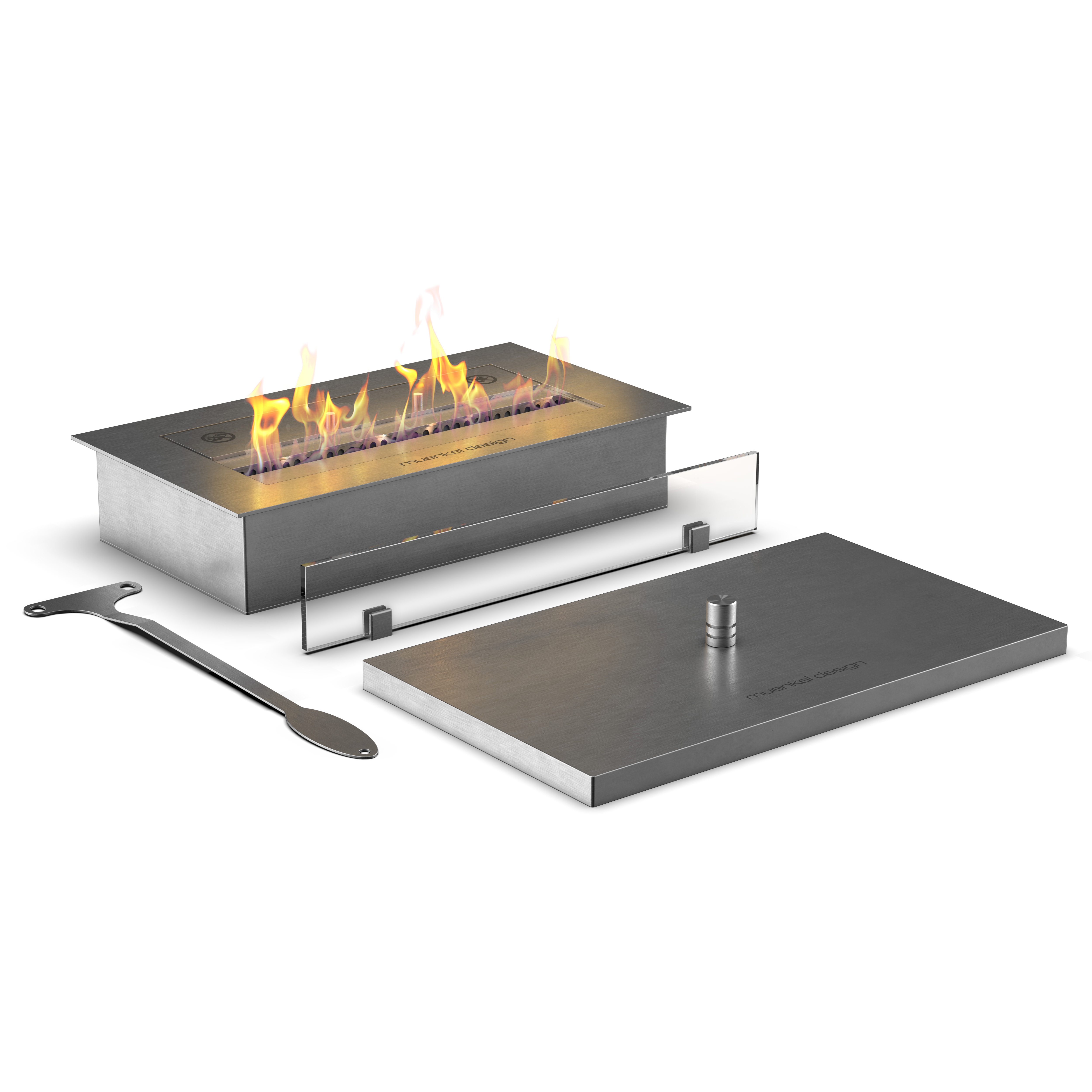 muenkel design safety burner [manueller Ethanol Brenner]: 405 mm - 1x Schutzglas Image