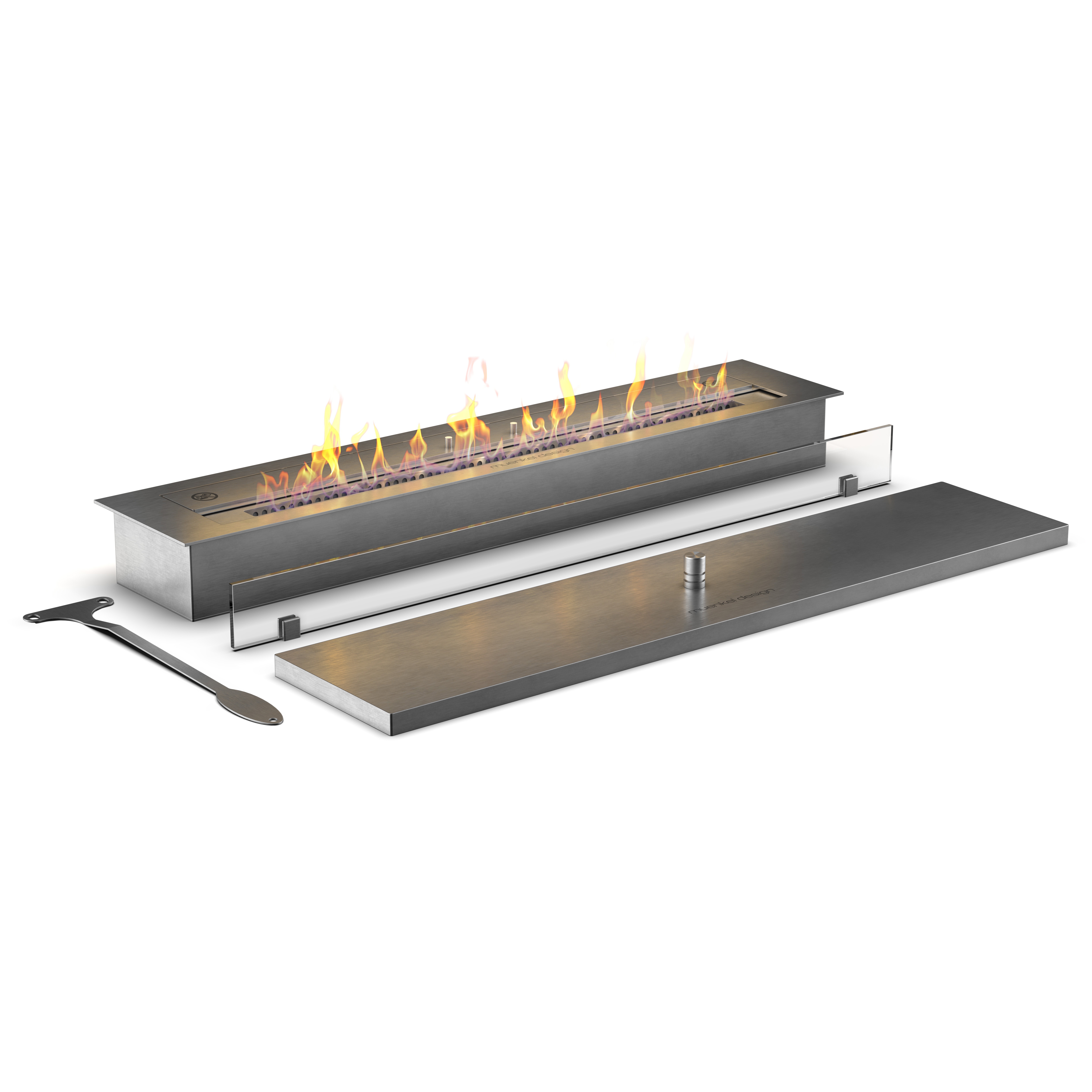 muenkel design safety burner [manueller Ethanol Brenner]: 800 mm - 1x Schutzglas Image