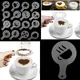 16pcs/set Coffee Latte Cappuccino Coffee Art Stencils Template Strew Flowers Pad Duster Spray for