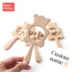 1pc Baby Play Gym Toys Beech Rattle Wood Bear Hand Teething Wooden Ring Custom Name Baby Rattle Kid