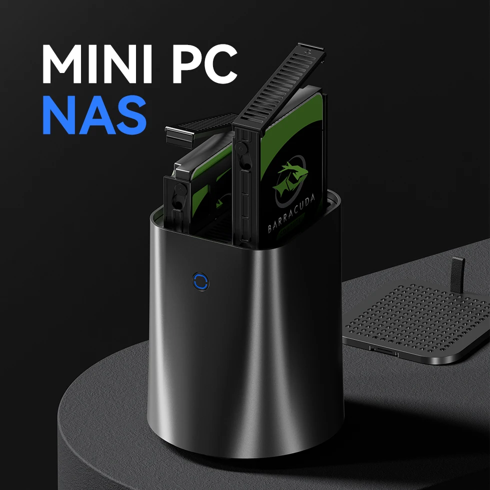 NAS Mini PC Intel N150 Ryzen 7 5825U DDR4 M.2 NVMe SSD 2,5G Ethernet WiFi6 2x 2,5/3,5 Zoll HDD RAID Unterstützung FreeNas Windows 10/11
