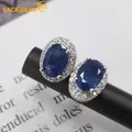 SACE GEMS Fashion Jewelry Earrings for Women 100% 925 Sterling Silver Sapphire Stud Earrings Wedding