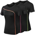 Quick Dry Stretch Slim Fit Yoga Magliette e camicette per Donna Manica Corta Sport Fitness T Shirt