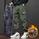 Herren Fleece Cord Cargo Harems hose Winter verdickt warm lose Streetwear Jogger Hose Jogging hose