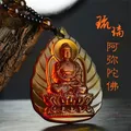 Charm Topaz Hand Carved Buddha Ice Yellow Crystal Lucky Pendant Tibetan Buddhism Religion Amulet