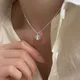 Korean Necklace Sweet Gradual Gem Pink Heart Neckchain Couple Necklace Statement Necklace Women