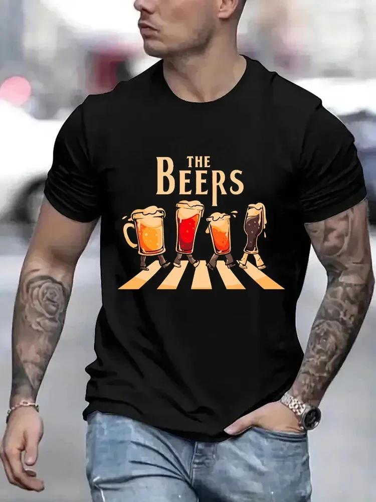 The Beers Stampa T-shirt da uomo T-shirt di marca traspirante T-shirt moda di strada T-shirt estive casual da uomo T-shirt da uomo di moda