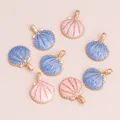 10pcs Gold Color Cute Enamel Ocean Shell Charms Pendants of Necklace Earrings Keychains Handemade