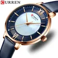 Damen uhren der Marke Curren Lux elegante Damen armbanduhr mit Leder armband Königsblau часы женские