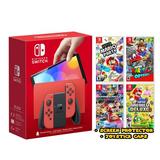 Nintendo Switch OLED Model Mario Red Edition Console Best Sellers Bundle: Super Mario Party Mario Kart 8 Deluxe Mario Odyssey Mario Bros. U Mytrix Accessories -JP Version Region Free