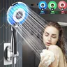 JETEVEVEN Digitale Badezimmer 3 Farbe LED Dusche Kopf Temperatur Sensor Handheld Mineral Anion