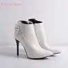 Winter brandneue elegante weiße rote Frauen Stiefeletten hohe Stöckels chuhe Dame Braut schuhe la245 plus große Größe 10 43 45 48