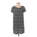 Joie Casual Dress - Shift Scoop Neck Short sleeves: Gray Plaid Dresses - Women's Size X-Small