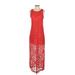 Xhilaration Casual Dress Scoop Neck Sleeveless: Red Print Dresses - Women's Size Small