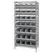Quantum Storage Systems WR8-463 Chrome Wire Shelving with 28 SSB463 Stackable Shelf Bins Gray - 36 x 18 x 74 in.