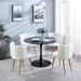 5-Piece Dining Table & Chair Set with Round Coffee Table & Upholstered Chair, Modern Dining Set for Breakfast Nook, White+Black