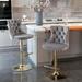 Set of 2 Velvet Swivel Bar Stools Adjusatble Seat Height from 25-33 Inch, Metal Base Kitchen Island Stools with Nailheads