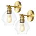 SAFAVIEH Solynn LED Gold Metal Pendant Light with Clear Shade Set of 2