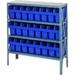 Quantum Storage Systems 1239-SB801 Steel Shelving with 24 8 in. Plastic Shelf Bins Blue - 36 x 12 x 39 in.