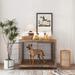 Furniture Style Dog Crate/End Table on Wheels with Double Doors and Lift Top