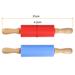 Silicone Rolling Pins for Baking Wood Handle 31cm x 4.2cm Red & Blue - Red & Blue