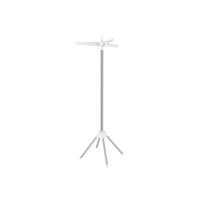 Silver Stainless Steel Adjustable 59-Inch-High Folding Clothes Drying Rack with Multi-Level Airflow - 25.6”D x 25.6”W x 59”H