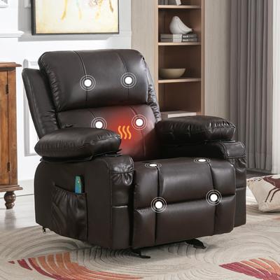 Oversized Heat Recliner Chair Massage Sofa w/USB Port & Cup Holders