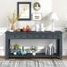 Rustic Console Table Long Sofa Table with 4 Storage Drawers, 63" Entryway Table Hallway Table for Living Room, Navy