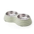 Wolike Pet Bowl Basic Dog Bowls Pet Bowl Anti Overturning and Anti Slip Double Bowl Dog Bowl Dog Plate Cat Bowl Stainless Steel Water Bowl Bottom with Anti slip Pad (Green-Large)