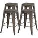 FDW 4 Metal Bar Stools Industrial Metal Stool Patio Furniture 24 Inches Kitchen Counter Stool Indoor/Outdoor Stool Moden Stackable Barstools Restaurant Dining Chairsbarstools Bronze