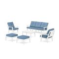 POLYWOODÂ® Prairie 6-Piece Lounge Sofa Set in White / Sky Blue