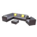 US Warehouse 8 Pieces Patio PE Wicker Rattan Corner Sofa Set Outdoor Furniture Set for the Outdoors and Garden