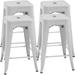 FDW 4 Metal Bar Stools Industrial Metal Stool Patio Furniture 24 Inches Kitchen Counter Stool Indoor/Outdoor Stool Moden Stackable Barstools Restaurant Dining Chairsbarstools White