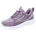 ZHAGHMIN Lightweight Womens Lace-Up Sneakers Sports Shoes Flat Bottom Non Slip Mesh Breathable Casual Running Shoes Soft Sole Tennis Shoes Purple Size6.5