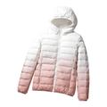 Diufon Women s Lightweight Down Coats Warm Hoodies Gradient Long Sleeve Zip Up Quilted Padded Puffer Jacket