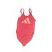 Adidas One Piece Swimsuit: Red Print Swimwear - Women's Size Small