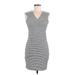 MNG Casual Dress - Bodycon V Neck Sleeveless: Gray Dresses - Women's Size 6