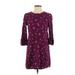 Old Navy Casual Dress - Shift Crew Neck 3/4 sleeves: Purple Floral Dresses - Women's Size X-Small