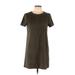 Forever 21 Casual Dress - Mini High Neck Short sleeves: Brown Print Dresses - Women's Size Large