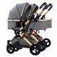 Double Baby Newborn Stroller - Twins Stroller for Infant and Toddler - Detachable Carriage with Mosquito Net - Gray A Color - Portable Folding Pram Trolley - Pack of 1 - Lightweight and Convenient