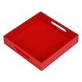 Sturdy Red Acrylic Serving Tray with Handles-12x12 Inch-Serving Coffee,Appetizer,Breakfast,Butler-Kitchen Countertop Tray-Makeup Drawer Organizer-Vanity Table Tray-Ottoman Tray-Decorative Tray