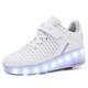 Ylllu Kids LED USB Charging Roller Skate Shoes with Wheel Shoes Light up Roller Shoes Rechargeable Roller Sneakers for Girls Boys Children, 8099-white, 3.5 Big Kid