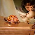 BOTOWI Children's Night Light,Tortoise/Turtle Lamp Bedside Table Lamp,Tiffany Style Stained Glass Accent Desk Lamp,Kids Gifts,E27,Orange