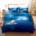 ZAHOCAI Double Duvet Set Blue Polar Bear with 2 Pillow Cases 19"X29" Bedding Double Bed Set 100% Microfibre Duvet Cover Double Silky-Soft Double Bedding Set Luxury Double Duvet Cover