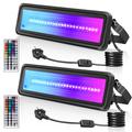 Viugreum LED Black Light 50W 2 Packs, RGB+UV Floodlight Outdoor with Remote Control 1.5M Cable Plug, IP65 Waterproof Colour Changing Spotlight for Aquarium Party Decorations Stage Halloween DJ Lights