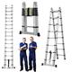 Portable Extension Aluminum Telescopic Collapsible lightweight Ladder 16-Tread, DIY 16.5ft 5m/2.5m+2.5m Folding Climb Type Step Ladder Builders Multi Purpose Extension Home Garage Portable