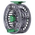 Kylebooker Fly Fishing Reel Large Arbor CNC-machined Aluminum Alloy Body Fly Reel（Silver with Green,7/8wt）