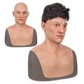 ALKANI Realistic Silicone Men Mask Full Silicone Head Mask Handmade Silicone Head Mask Suitable For Crossdresser Halloween Masquerade Costume (Color : Brown)