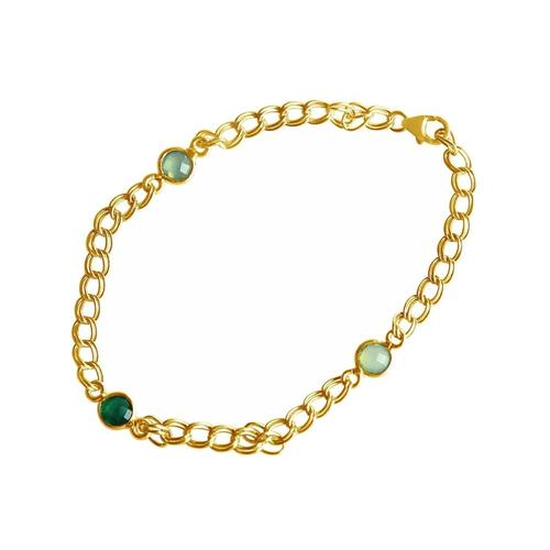 Gemshine – Armband ‚Smaragd – Chalcedon‘ Armbänder & Armreife Weiss Damen