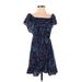 Q&A Casual Dress - Party Square Short sleeves: Blue Dresses - Women's Size Small